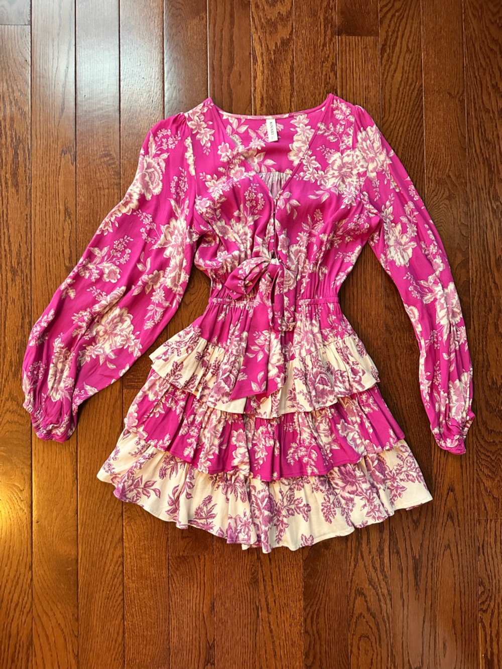 Kivari Pink Floral Ruffle Dress